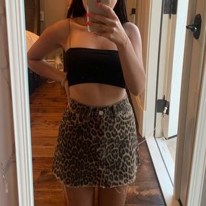 cheetah print zara denim mini skirt